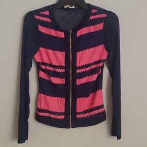 Carmin Zip Up Sheer Jacket Top New navy pink